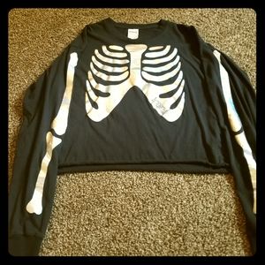Vs pink skelaton crop top long sleeve